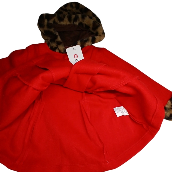 PatPat Baby Red Winter Coat with Leopard Trim – Size 12–18M – NWT - Picture 4 of 8